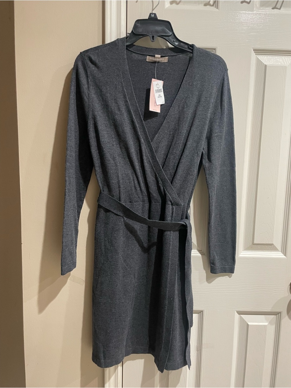BANANA REPUBLIC Women's Charcoal Wrap Knit Dress with Belt 6p